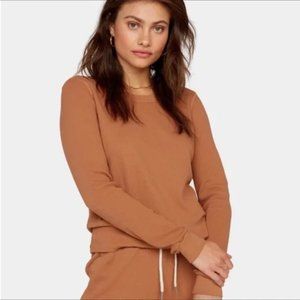 Mate The Label Organic Thermal Waffle Crew Neck in  Sedona Brown